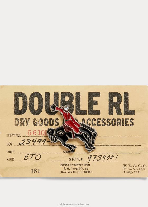 roșu/negru/argintiu bărbați Ralph Lauren pin emailat rodeo 046888889