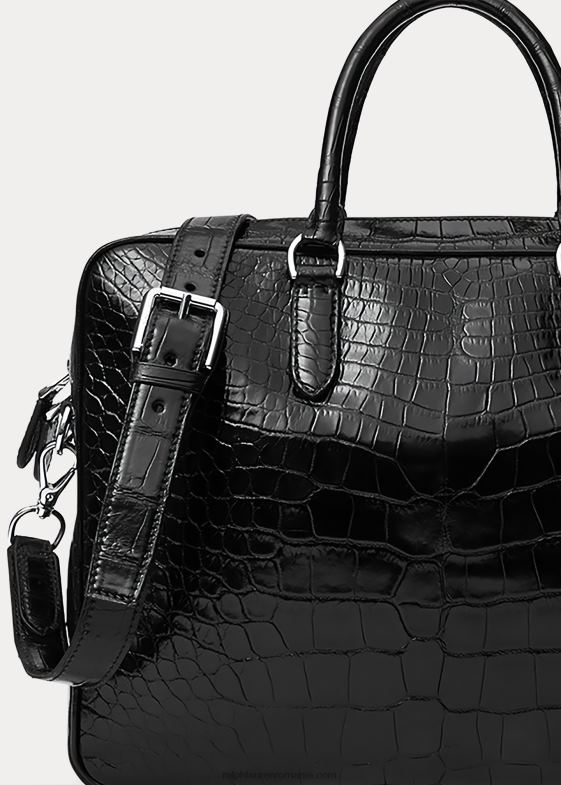 negru bărbați Ralph Lauren geantă de navetiști aligator 046889038