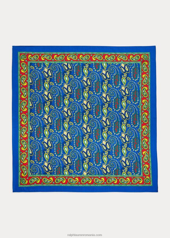 multi albastru bărbați Ralph Lauren bandana din lână-mătase paisley 046882535