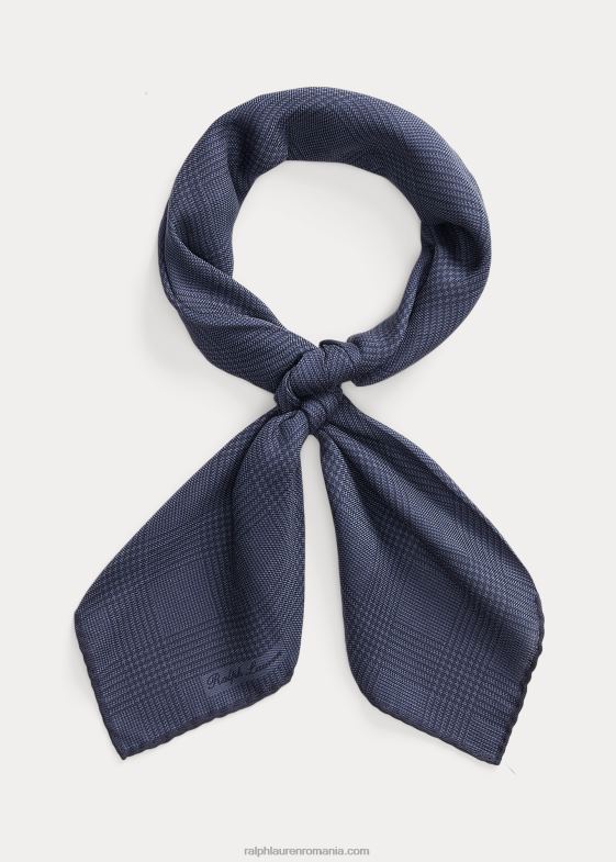 bleumarin/albastru praf bărbați Ralph Lauren batista de gat din cashmir-matase plaid glen 046888945