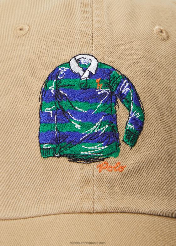 cafe tan bărbați Ralph Lauren șapcă cu minge din twill brodat cu tricou de rugby 046882515
