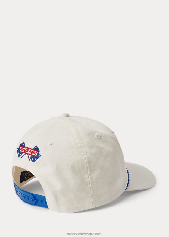 deckwash alb bărbați Ralph Lauren șapcă din pânză cu plasture polo sport 046882213