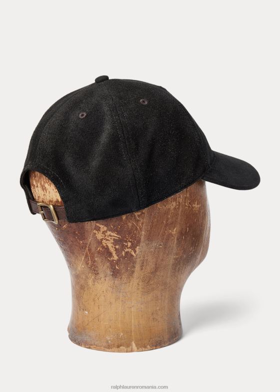 negru bărbați Ralph Lauren șapcă cu minge din piele intoartă 046888875