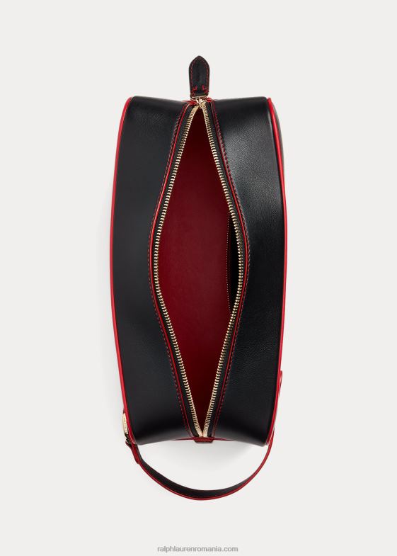 negru cu roșu bărbați Ralph Lauren husă de călătorie din piele de vițel welington 046889009