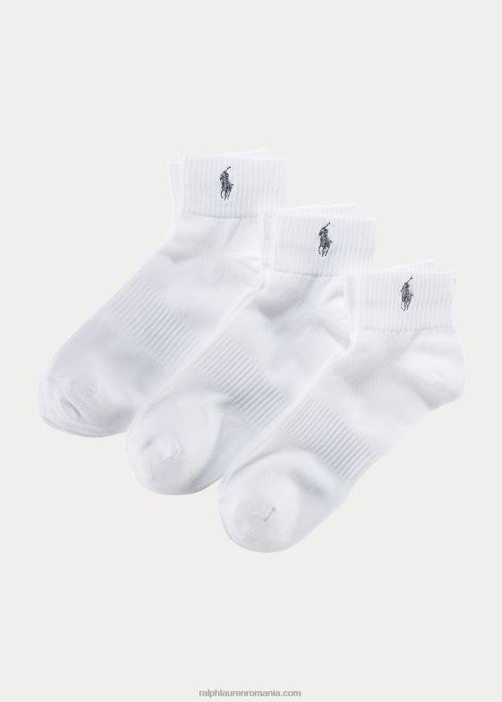 alb bărbați Ralph Lauren șosete sport la gleznă, pachet de 3 046888806