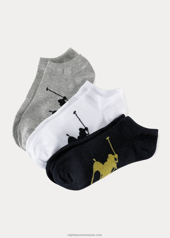 gri/alb/negru bărbați Ralph Lauren șosete mare ponei pachet de 3 046882790