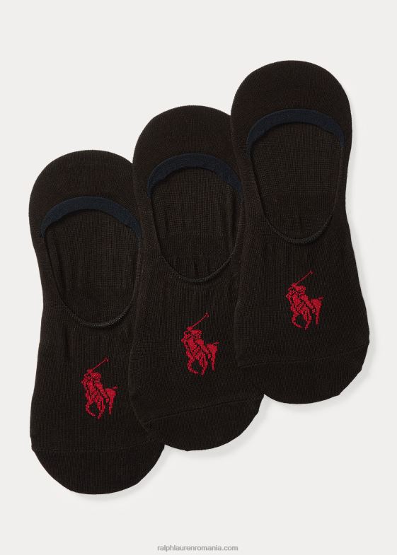 negru bărbați Ralph Lauren șosete cu căptușeală fără prezentare, pachet de 3 046888804