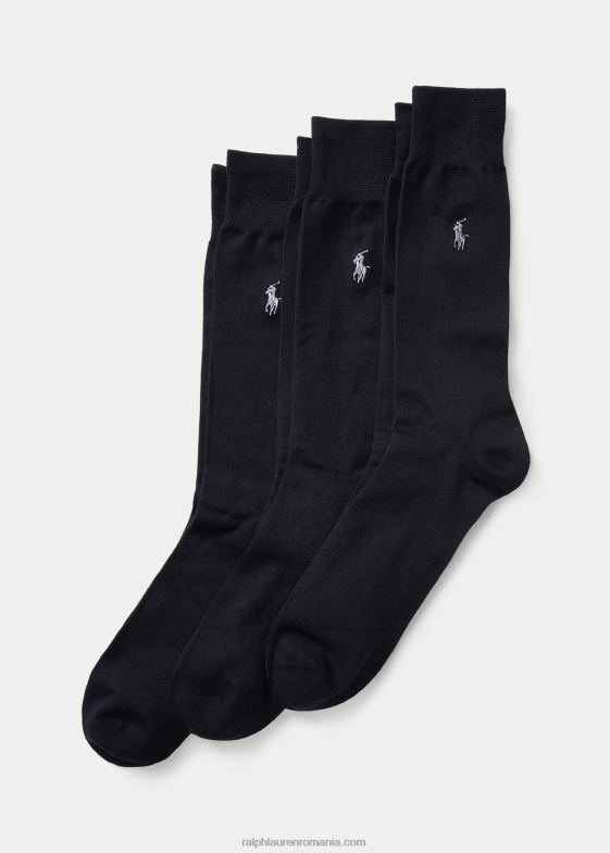 negru bărbați Ralph Lauren șosete pantaloni supermoale, pachet de 3 046881886