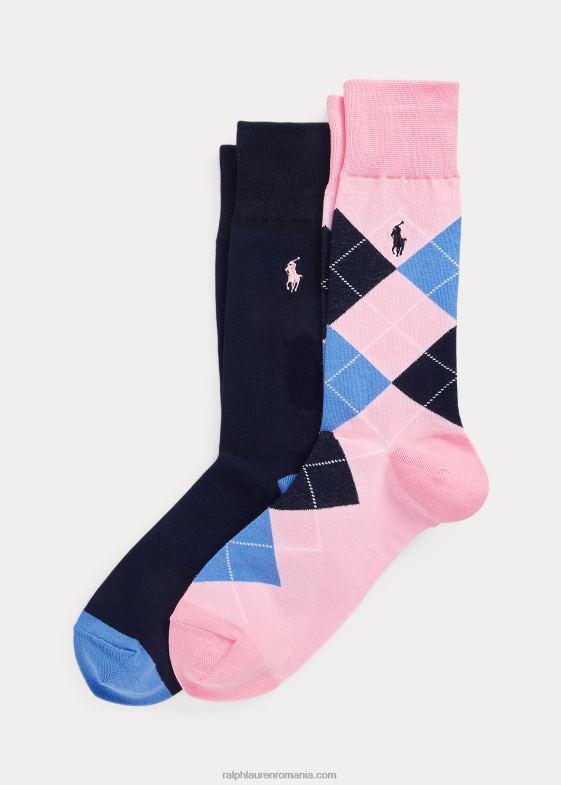 roz pal bărbați Ralph Lauren șosete pantaloni argyle pachet de 2 046882341