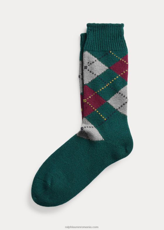 verde de vânător bărbați Ralph Lauren șosete din lână argyle cu manivelă manuală 046882774