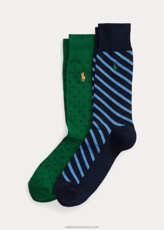 verde deschis bărbați Ralph Lauren șosete pantaloni cu buline și dungi, pachet de 2 046882349