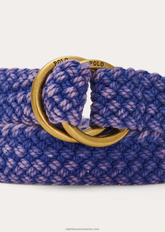 bărbați Ralph Lauren curea din bumbac cu garnitură din piele 046882384