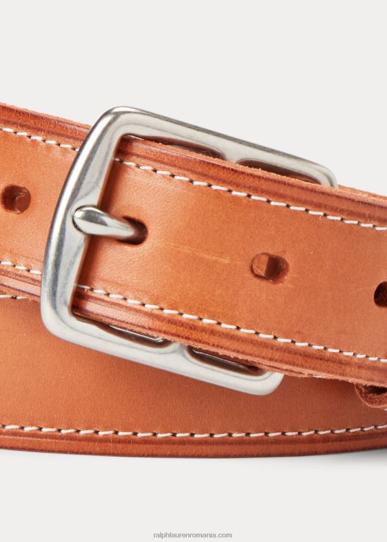 brun ruginiu bărbați Ralph Lauren curea din piele cu cusături 046882470