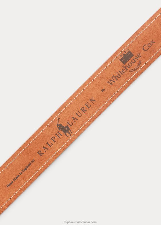 brun ruginiu bărbați Ralph Lauren curea din piele cu cusături 046882470