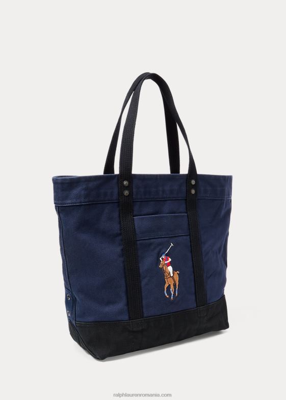bleumarin/negru bărbați Ralph Lauren geantă tote mare ponei din pânză 046882743