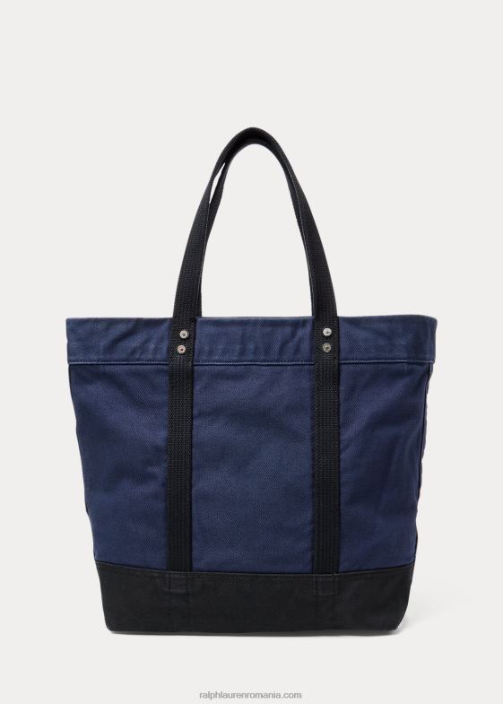 bleumarin/negru bărbați Ralph Lauren geantă tote mare ponei din pânză 046882743