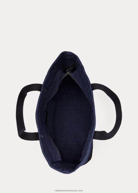 bleumarin/negru bărbați Ralph Lauren geantă tote mare ponei din pânză 046882743