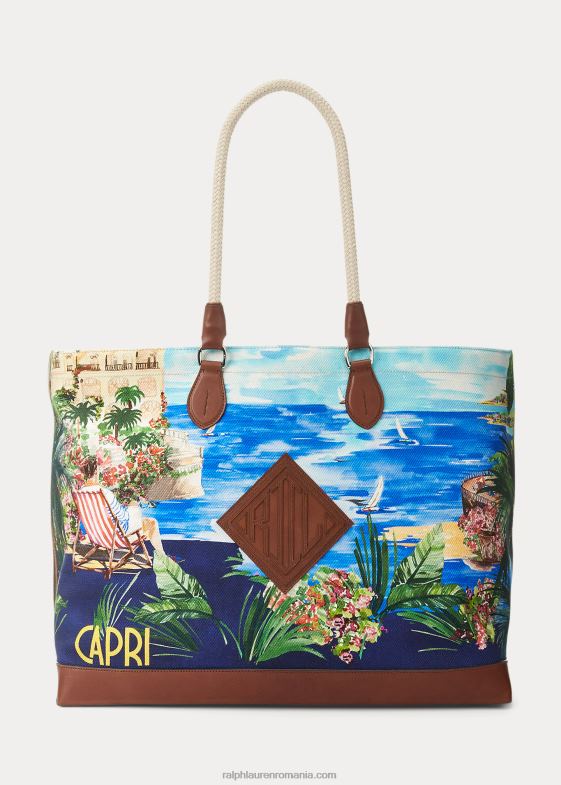 capri bărbați Ralph Lauren geanta din pânză cu finisaje din piele 046888924