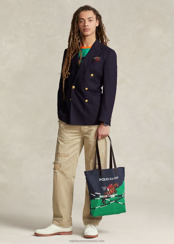 marina newport bărbați Ralph Lauren toc shopper din pânză cu imprimeu ecvestru 046882212