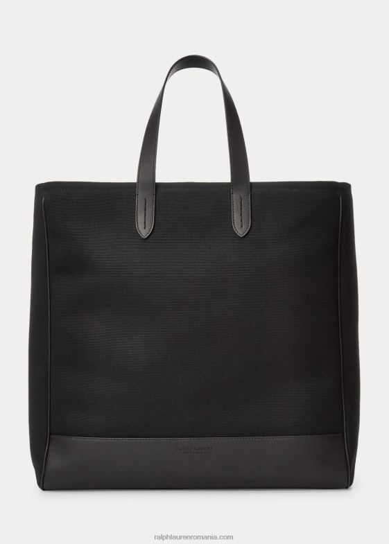 negru bărbați Ralph Lauren geanta polo ursuleț din pânză și piele de vițel 046889014