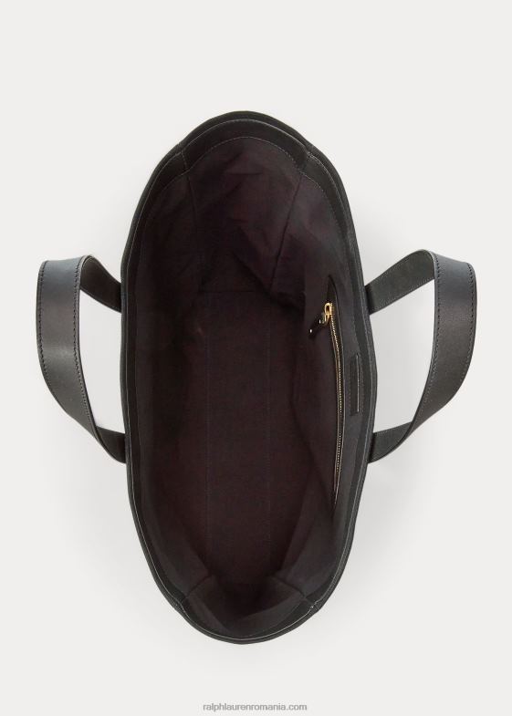 negru bărbați Ralph Lauren geanta polo ursuleț din pânză și piele de vițel 046889014