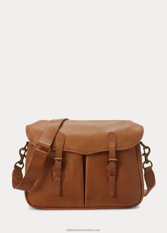 bronzat bărbați Ralph Lauren geantă messenger din piele de patrimoniu 046882399