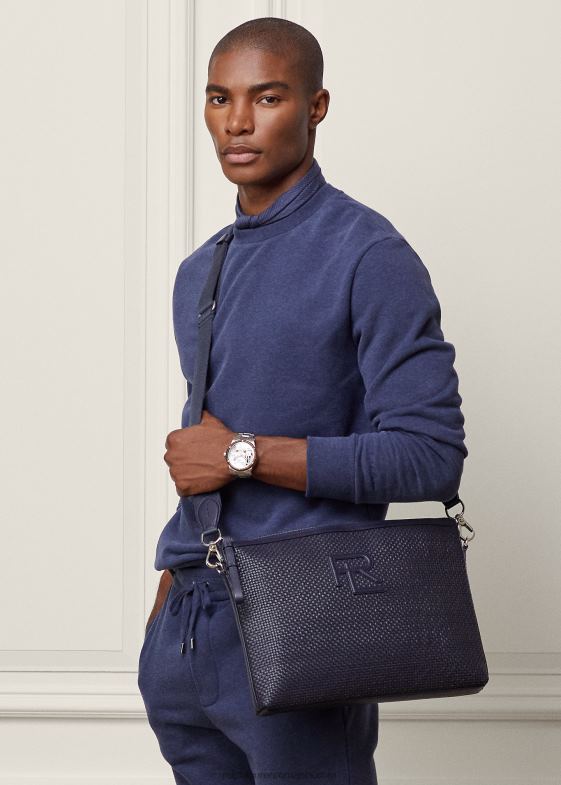 președinte marinei bărbați Ralph Lauren geantă messenger din piele de vițel împletită 046888960