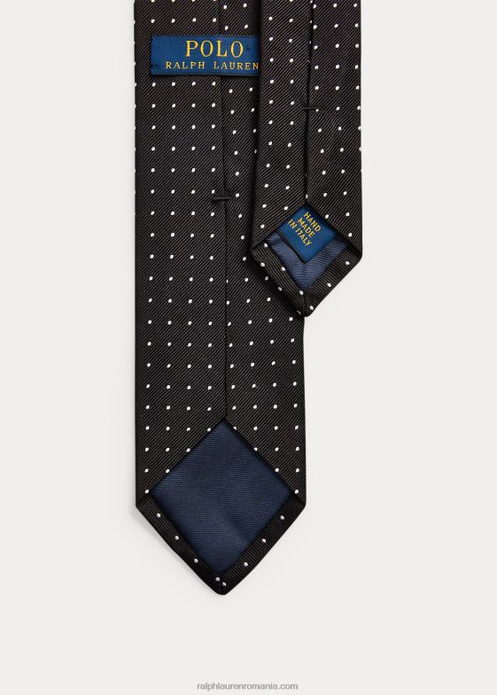 alb negru bărbați Ralph Lauren dot matase repp cravata ingusta 046888796