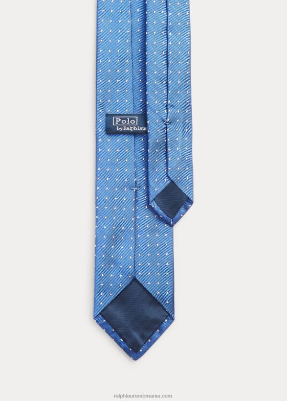 albastru alb bărbați Ralph Lauren cravată din mătase cu buline 046882284