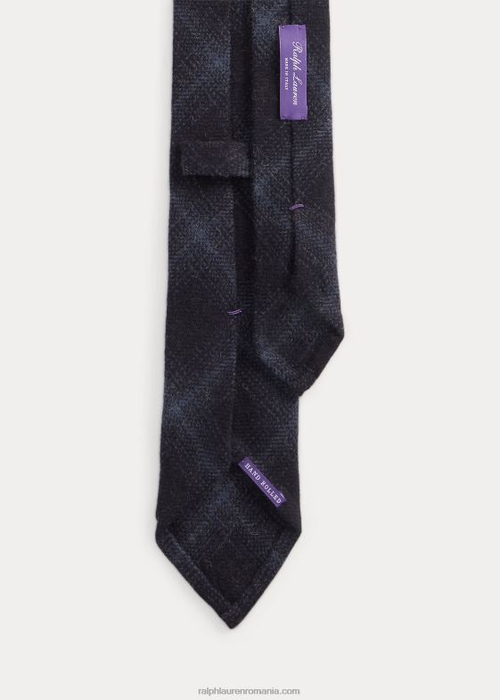 albastru marin bărbați Ralph Lauren cravată din cașmir în carouri 046888947