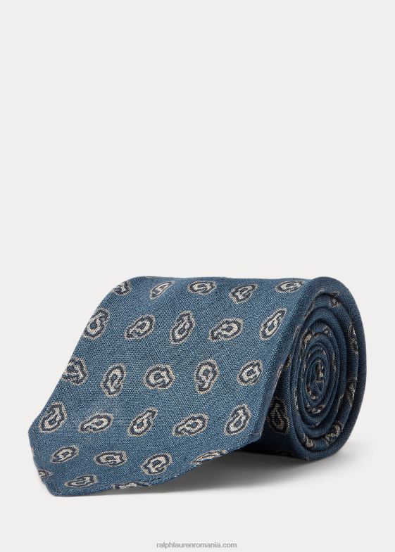 bărbați Ralph Lauren cravată din mătase geometric-pin lucrată manual 046888829
