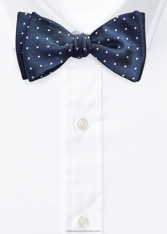 bleumarin/alb bărbați Ralph Lauren papion repp din mătase cu buline 046882287