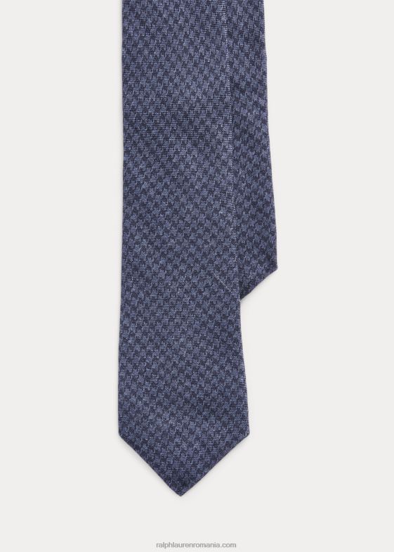 bleumarin/albastru praf bărbați Ralph Lauren cravată din cașmir-mătase cu imprimeu picioare de găin 046888959
