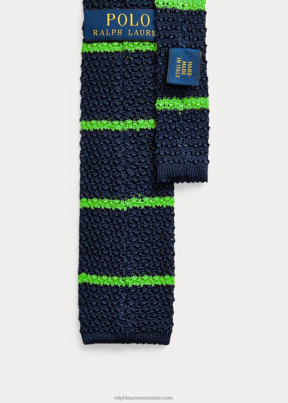 bleumarin/verde bărbați Ralph Lauren cravată din mătase tricot în dungi 046882282