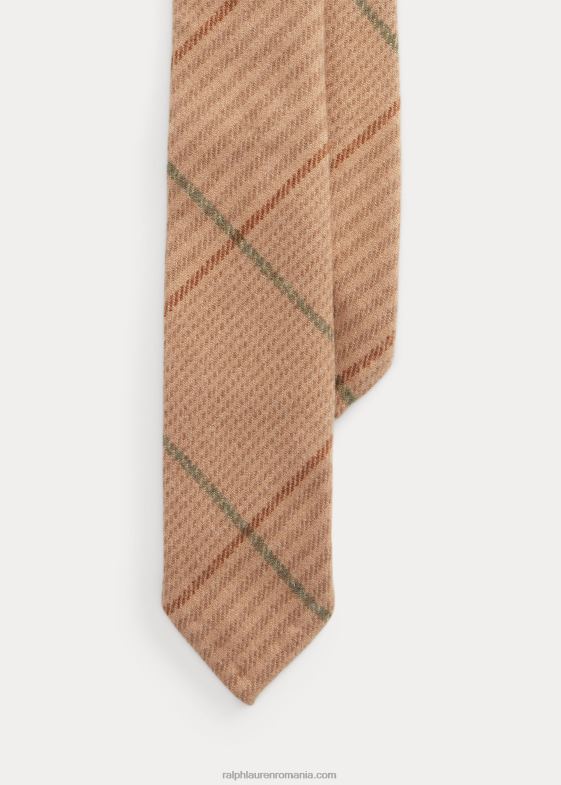 camel multi/maro/albastru bărbați Ralph Lauren geam overcheck cravată de cașmir 046888936