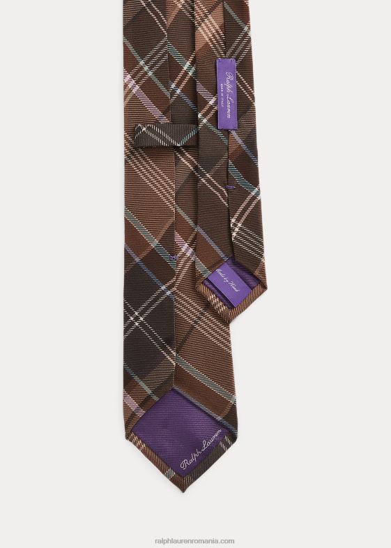 maro deschis multi bărbați Ralph Lauren cravată din crepon de mătase cu imprimeu tartan 046888923