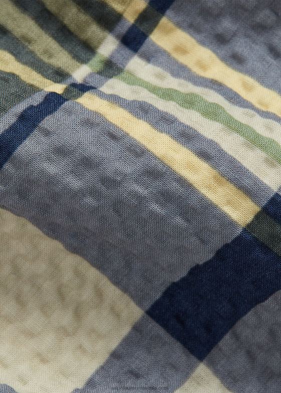 verde/crem/multi bărbați Ralph Lauren cravată seersucker realizată manual cu imprimeu Madras 046888824