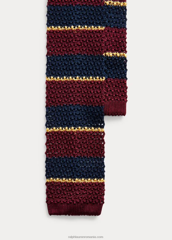 vin/marine/aur bărbați Ralph Lauren cravată din mătase tricot în dungi 046882283