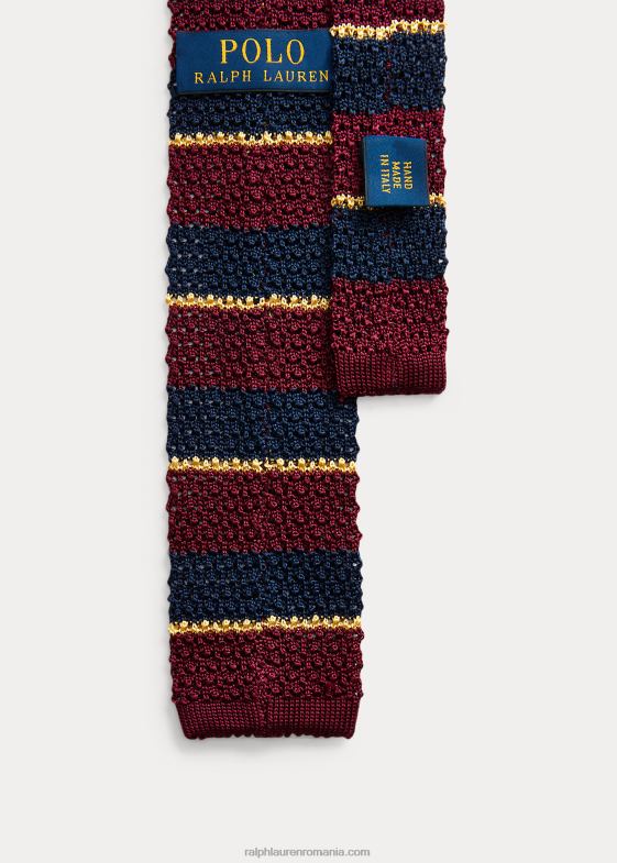 vin/marine/aur bărbați Ralph Lauren cravată din mătase tricot în dungi 046882283