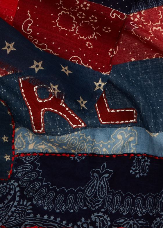 albastru/rosu/crem bărbați Ralph Lauren eșarfă din bumbac mozaic 046882459