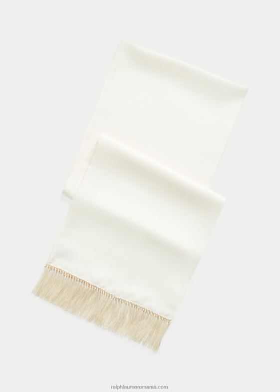 crema de pergament bărbați Ralph Lauren eșarfă din twill de mătase cu franjuri 046889022
