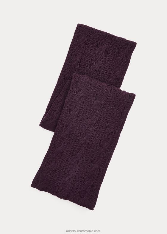 mov mov bărbați Ralph Lauren eșarfă din cașmir tricot în cablu 046882793