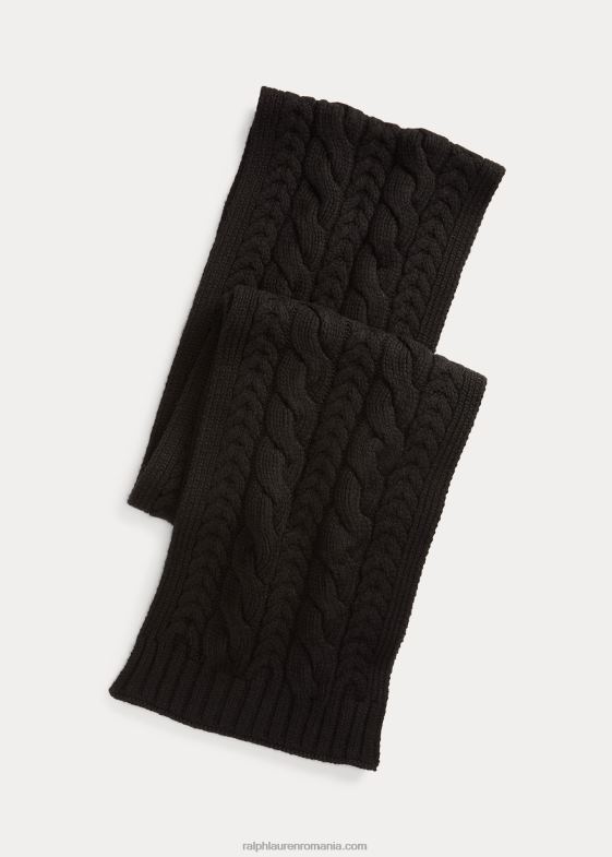 negru bărbați Ralph Lauren eșarfă din cașmir tricot în cablu 046889004