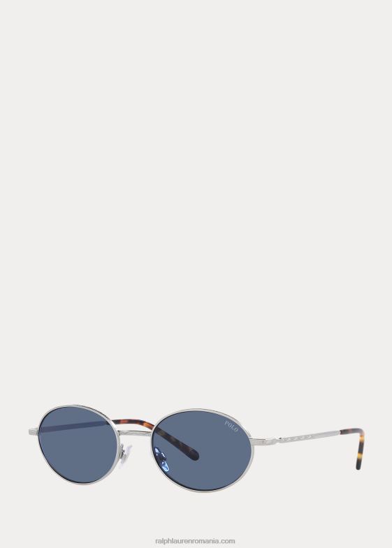 argint semilucitor bărbați Ralph Lauren ochelari de soare ovali din metal 046889064