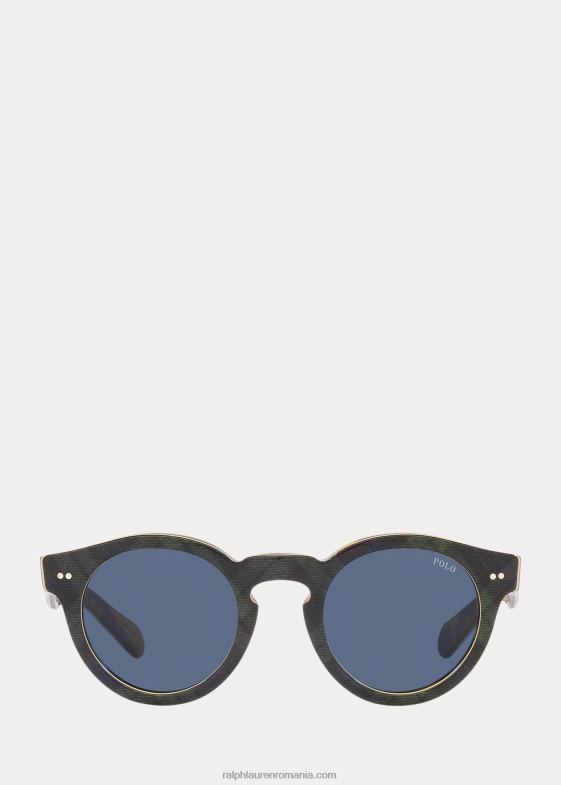 ceas negru strălucitor pe h bărbați Ralph Lauren ochelari de soare panto în carouri 046888755