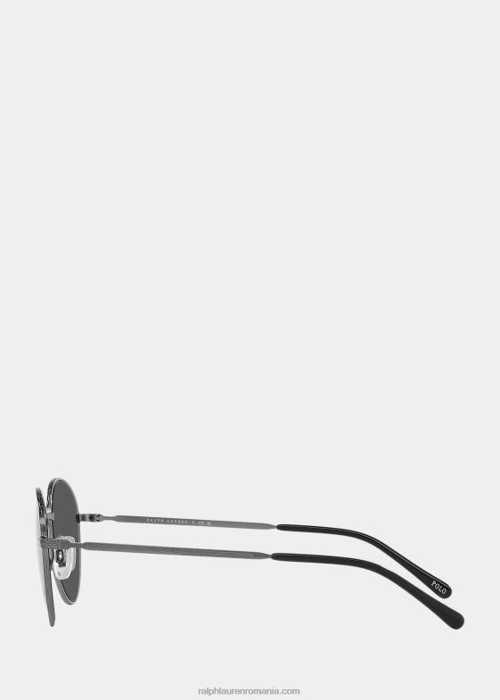 gunmetal închis semilucitor bărbați Ralph Lauren ochelari de soare rotunzi din metal 046889066