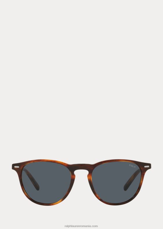 havana cu dungi strălucitoare bărbați Ralph Lauren ochelari de soare panto 046882589