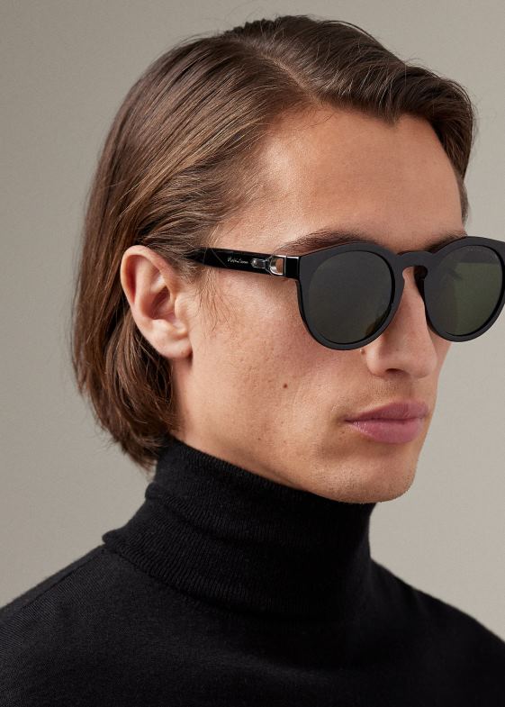 negru strălucitor bărbați Ralph Lauren ochelari de soare Bedford etrier 046888991