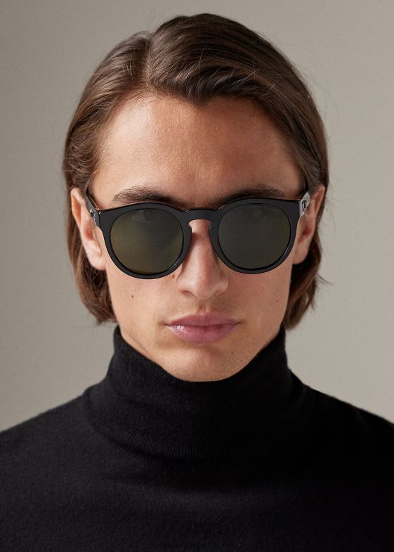 negru strălucitor bărbați Ralph Lauren ochelari de soare Bedford etrier 046888991