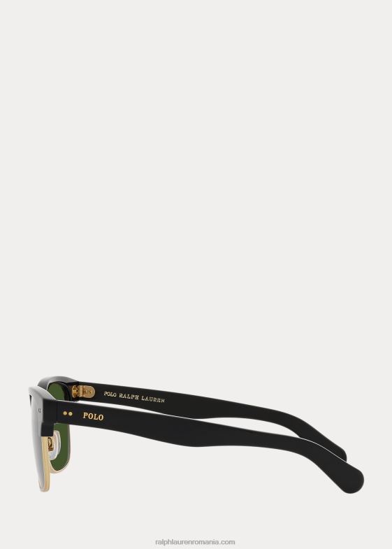 negru strălucitor bărbați Ralph Lauren ochelari de soare pătrați ai academiei 046889060